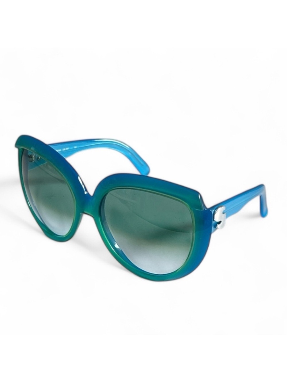 Silhouette Vintage Mod 583 Blue and Green Oversized Sunglasses 1980